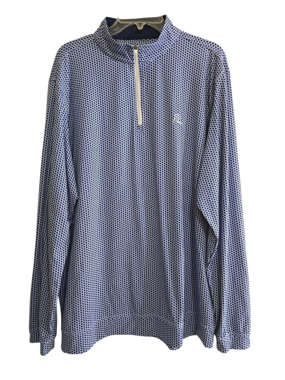 Rhoback The Don't Mess Texas Printed Quarter Zip Pullover XL Blue White Golf